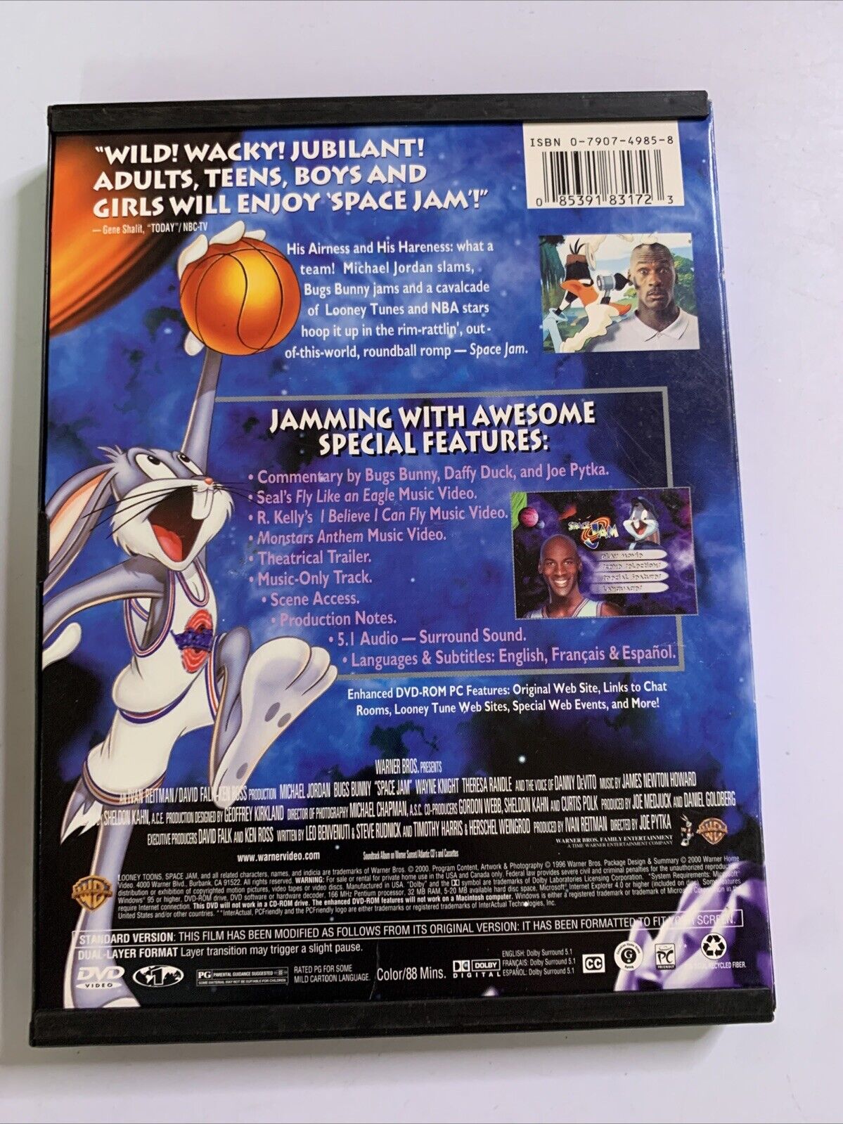 Space Jam (DVD, 1996) Michael Jordan, Bugs Bunny  Region 1