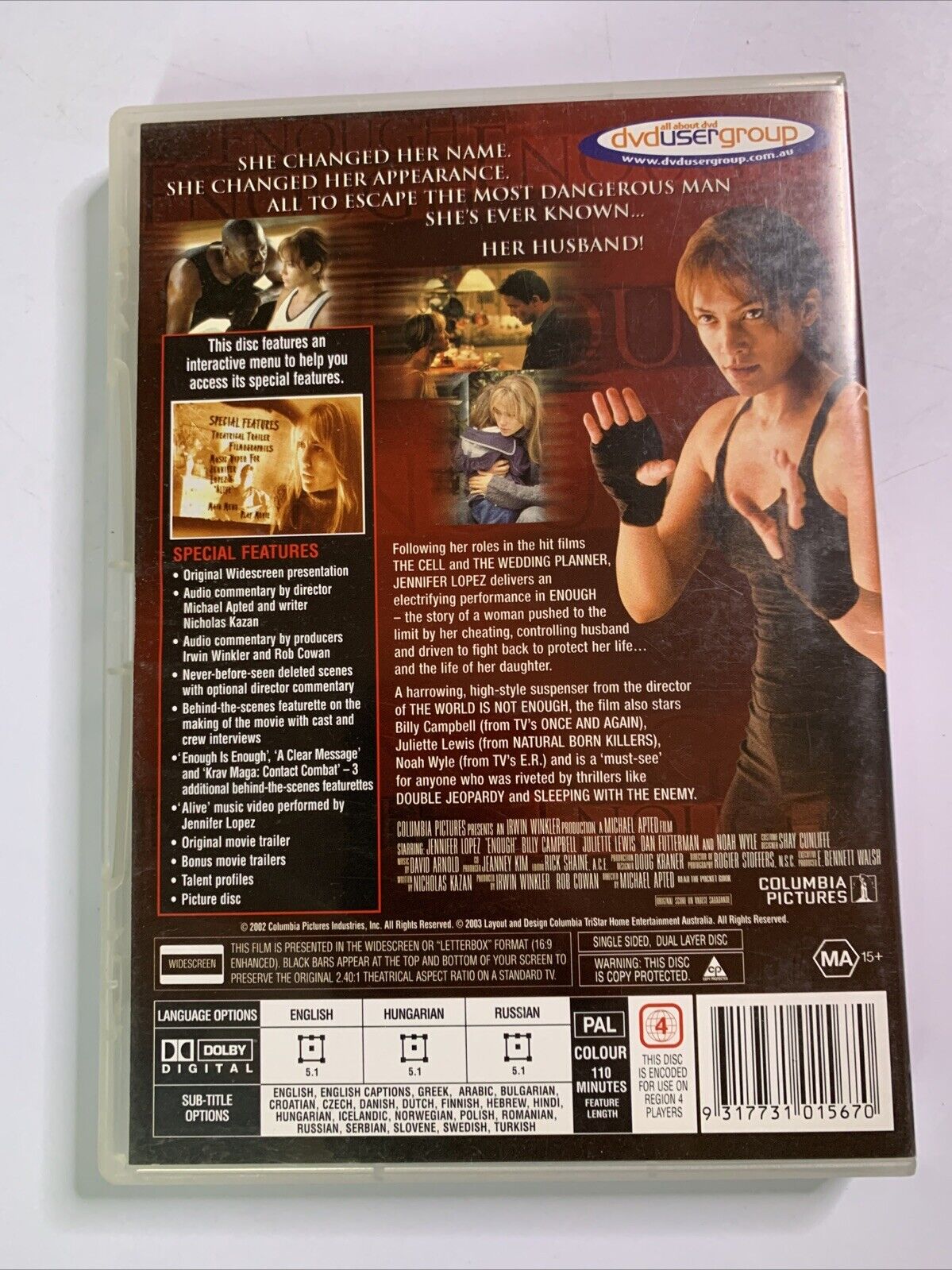 Enough (DVD, 2002) Juliette Lewis, Jennifer Lopez  Region 4