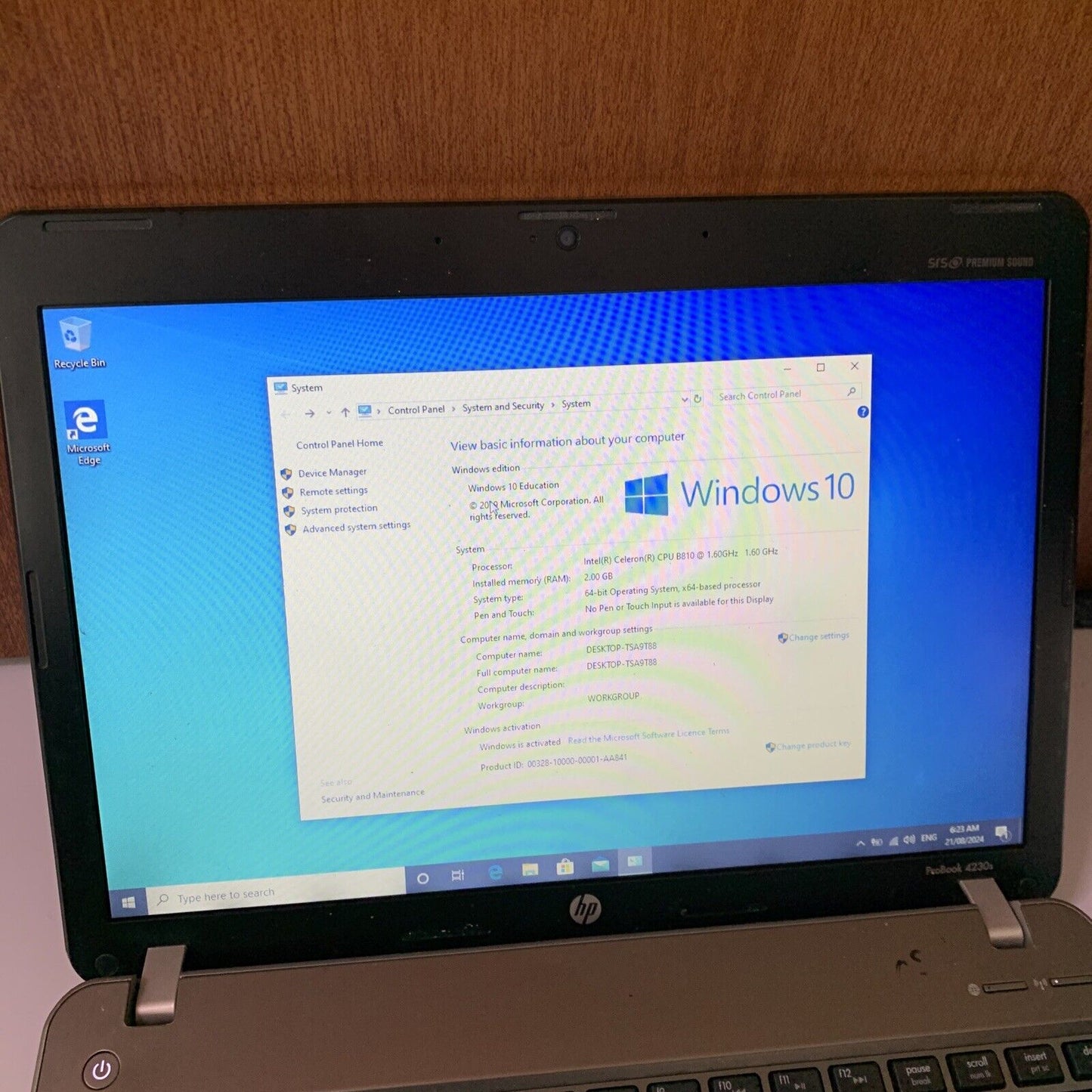 HP ProBook 4230s Laptop Intel B810 1.6Ghz 2GB 230GB *Flat Battery No PowerSupply