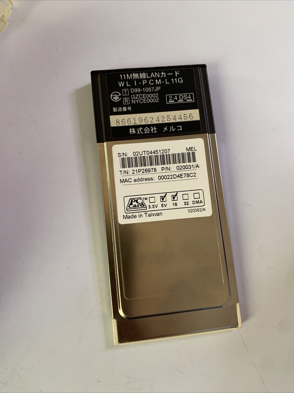 Buffalo WiFi Wireless Network PCMCIA Card Air Station WLI-PCM-L11G PC Card