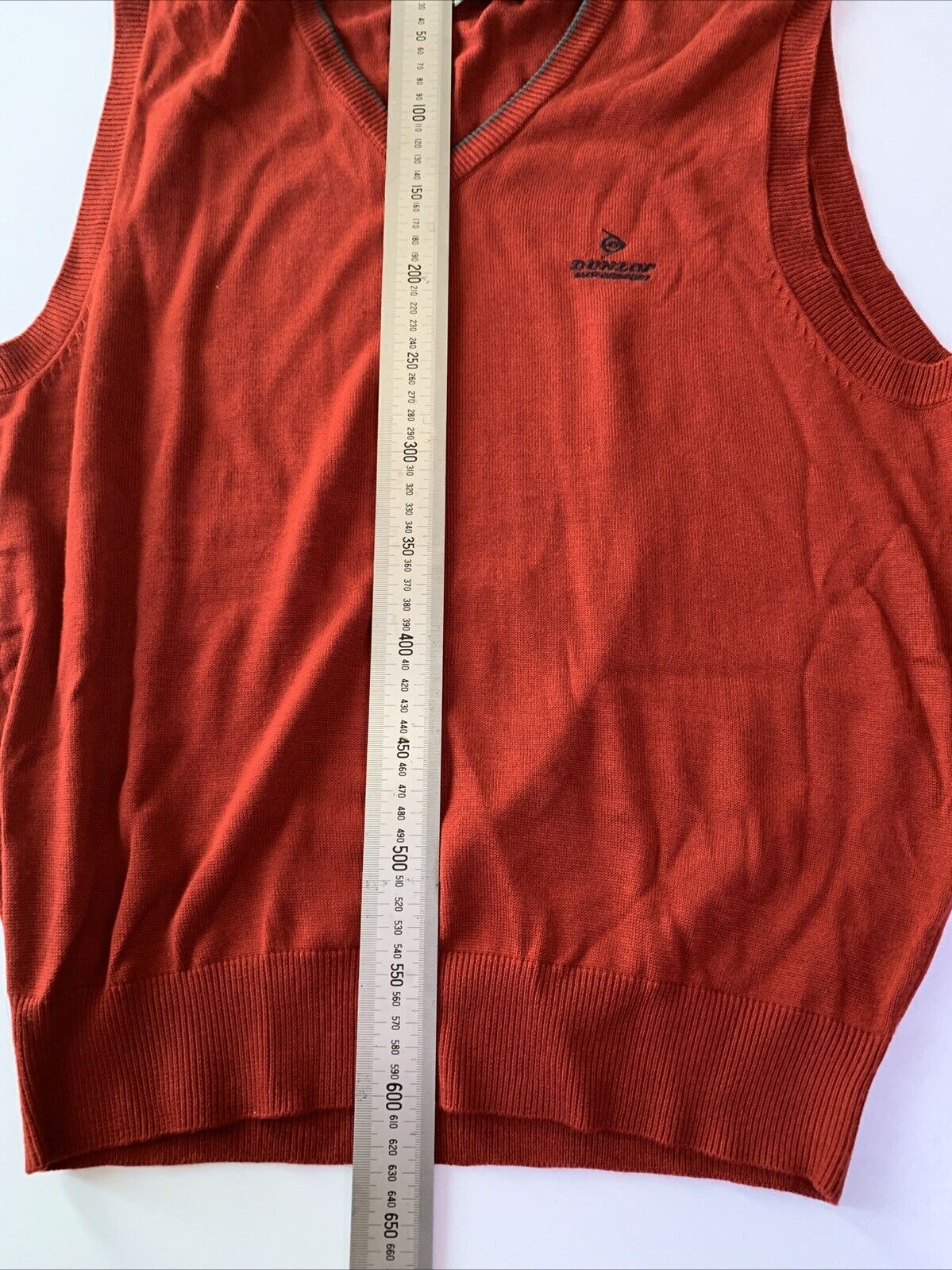Dunlop Motorsport V Neck Vest Sweater Large L Red Vintage
