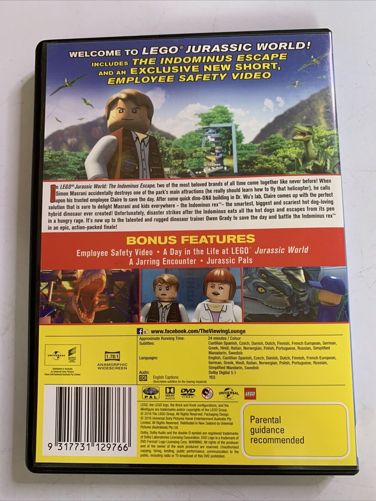 Lego Jurassic World : The Indominus Escape (DVD, 2015) Region 4