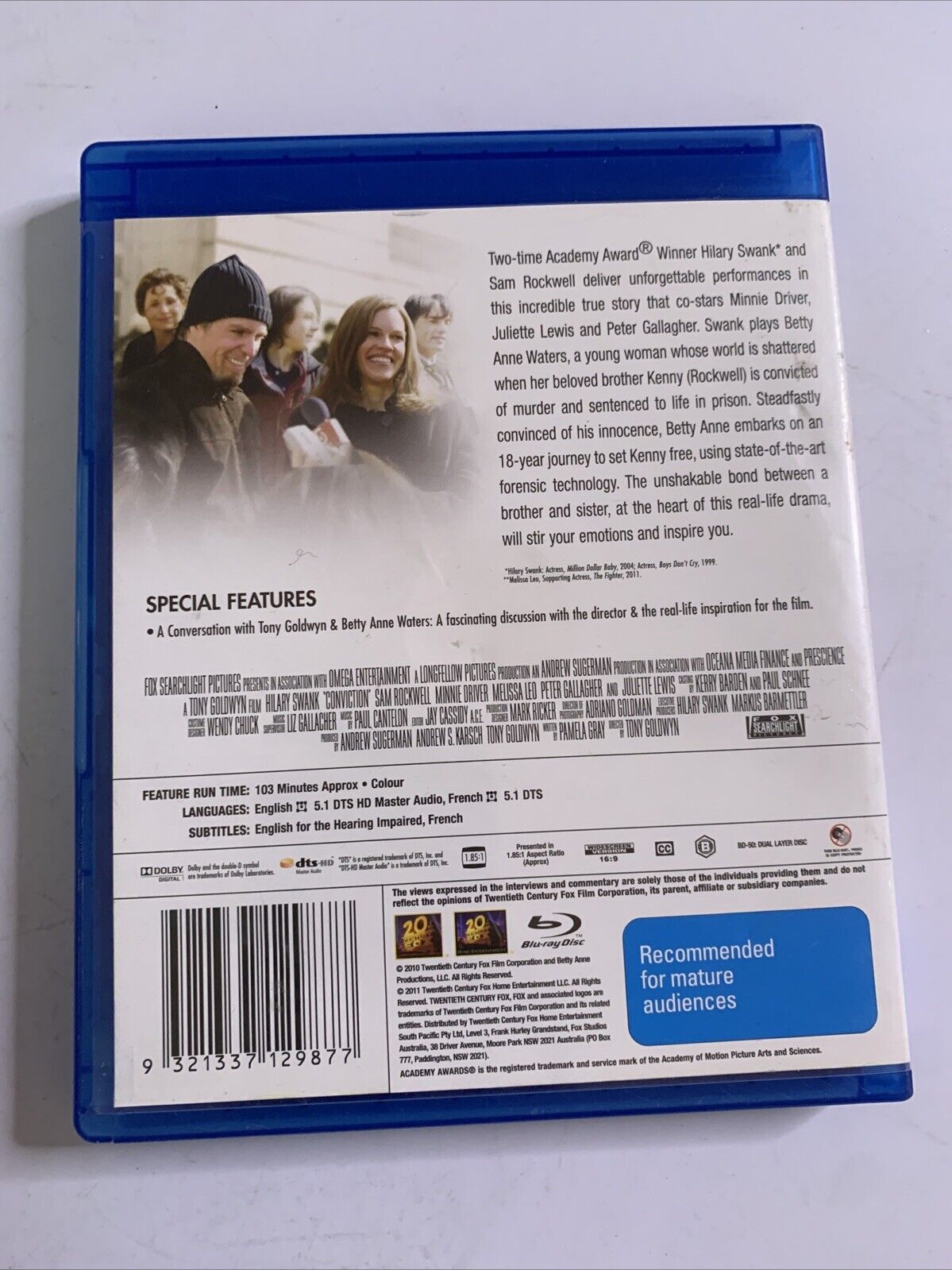 Conviction (Blu-ray, 2010) Hilary Swank, Sam Rockwell Region B
