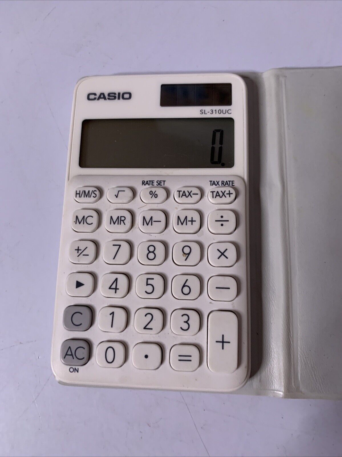 Casio 10-Digit Compact Tax Handheld Calculator White Battery & Solar SL310UC