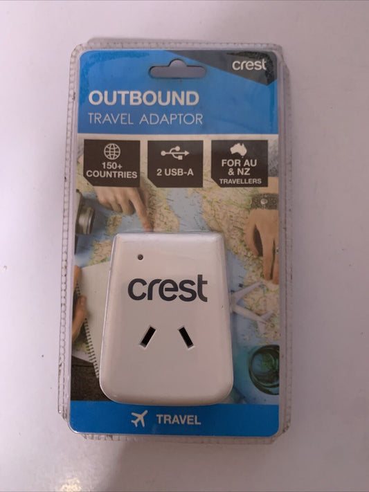 Crest Outbound Travel Adaptor Plug 150 Countries + 2 USB  NEW