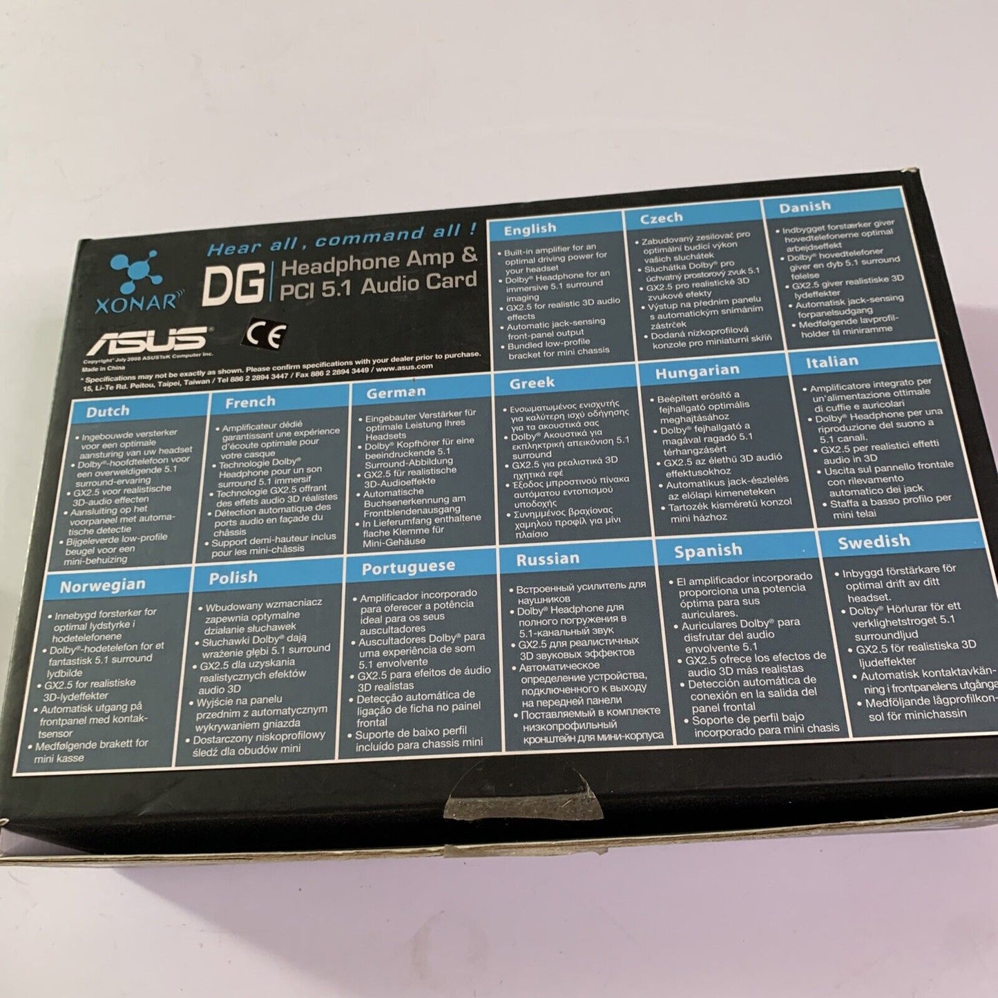 ASUS XONAR DG Headphone Amp & PCI 5.1 Audio Sound Card