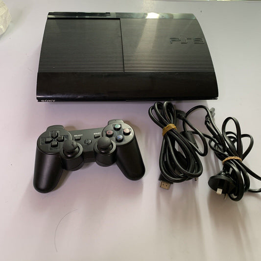 Sony PlayStation 3 PS3 Slim 12GB Console Black with Controller + Cable CECH4002A