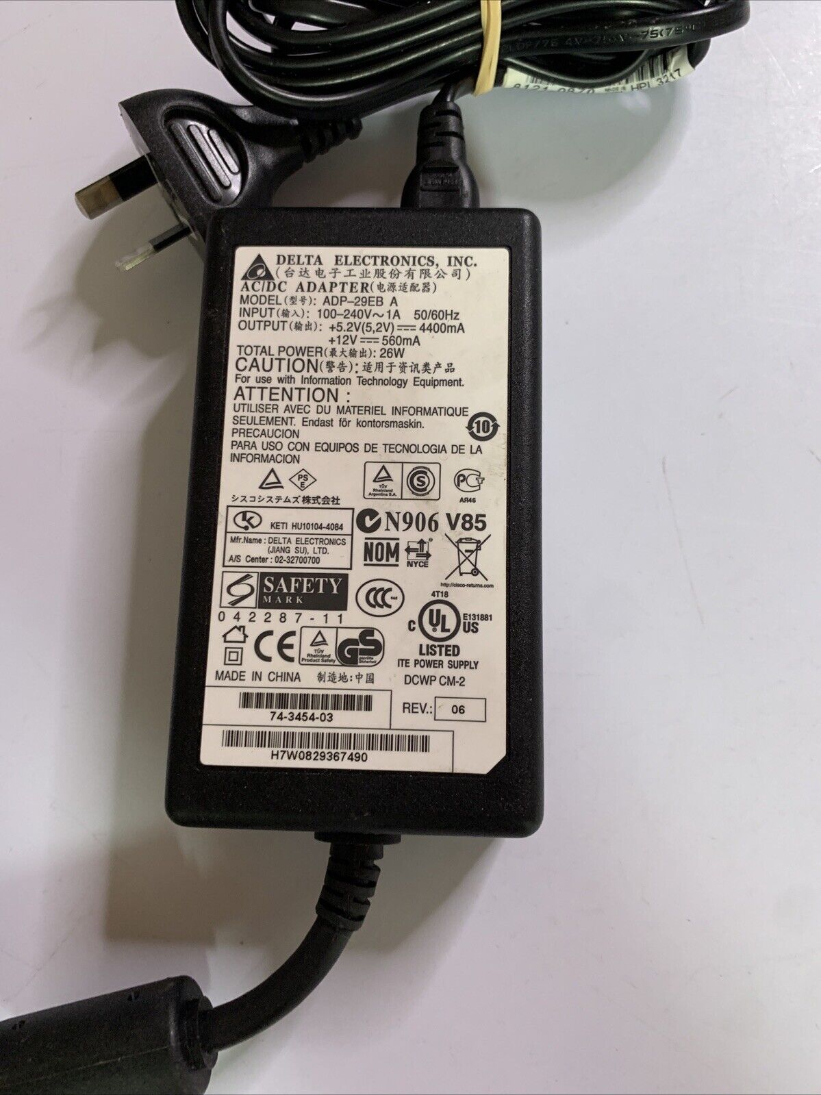 Genuine Delta ADP-29EB AC/DC Adapter 5.2V/12V 560mA ITE Power Supply for Cisco