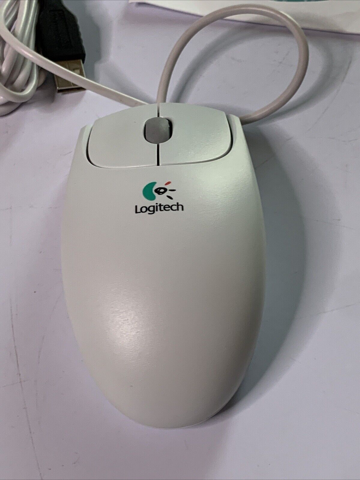 Logitech First Pilot Wheel Mouse Trackball M-BE58 Wired USB and PS/2