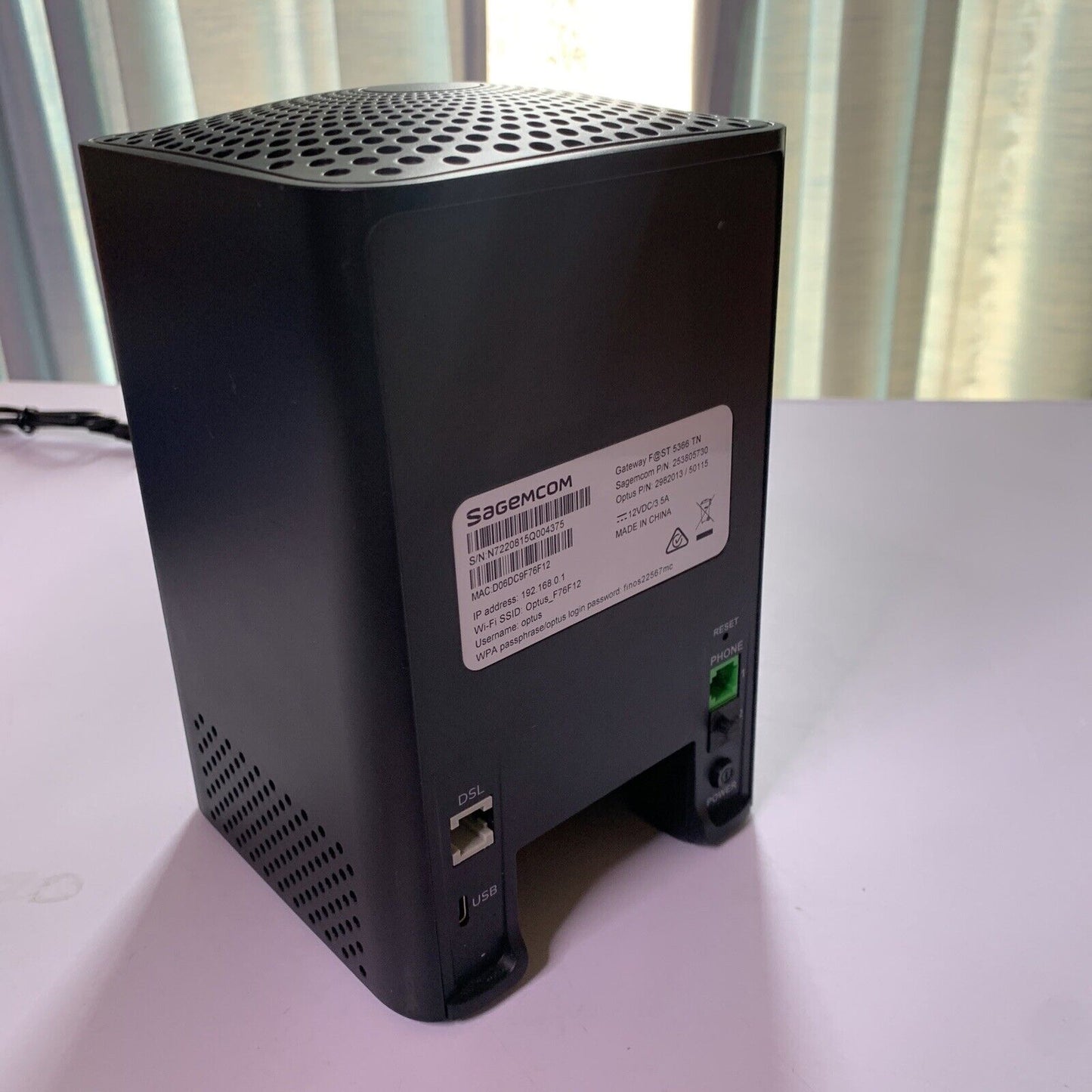 Optus Sagemcom Gateway FAST 5366 TN NBN WiFi Wireless Modem Router