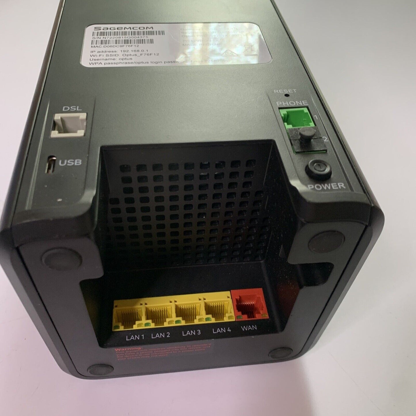 Optus Sagemcom Gateway FAST 5366 TN NBN WiFi Wireless Modem Router