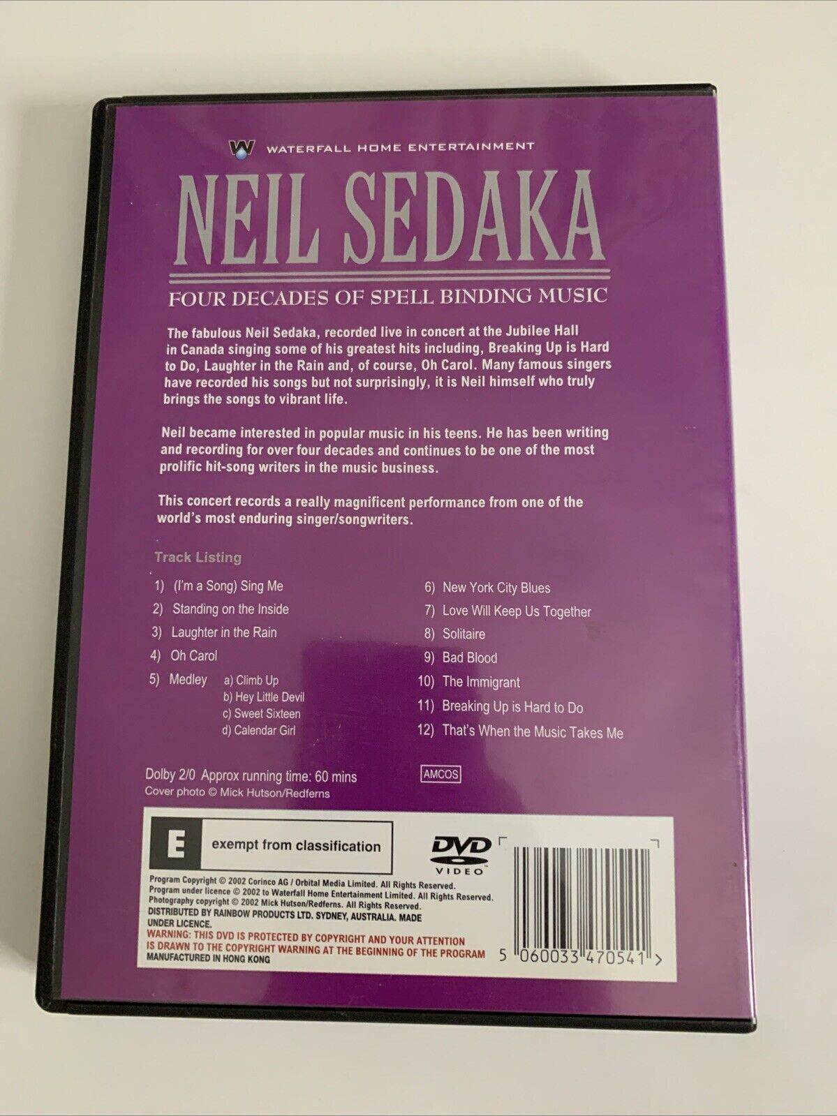 Neil Sedaka – Live In Concert At The Jubilee Hall (DVD) All Regions