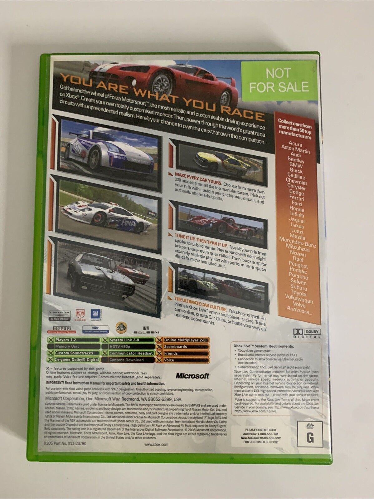 Forza Motorsport  Microsoft XBOX Original PAL 2003 Car Racing Game