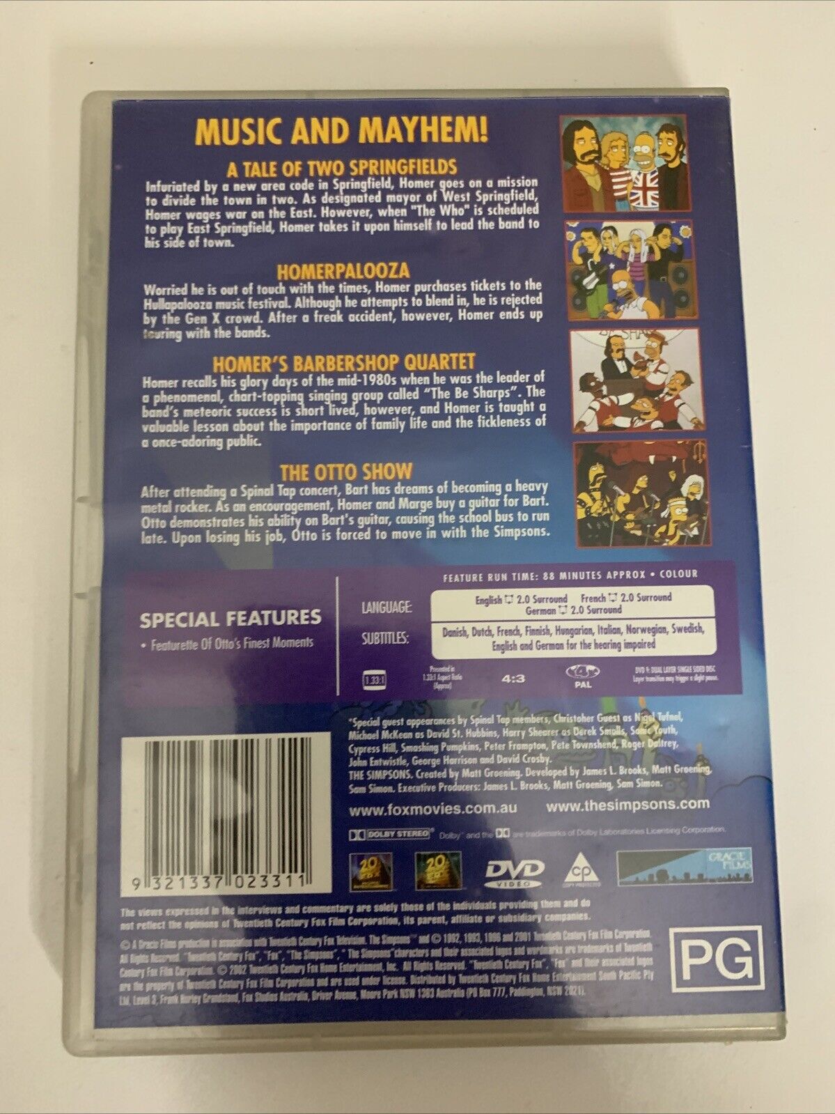 The Simpsons Backstage Pass (DVD, 2004) Animation Region 4