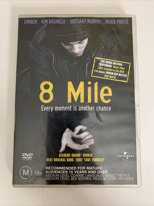 8 Mile (DVD, 2002) Kim Basinger, Eminem, Brittany Murphy Region 4 &2