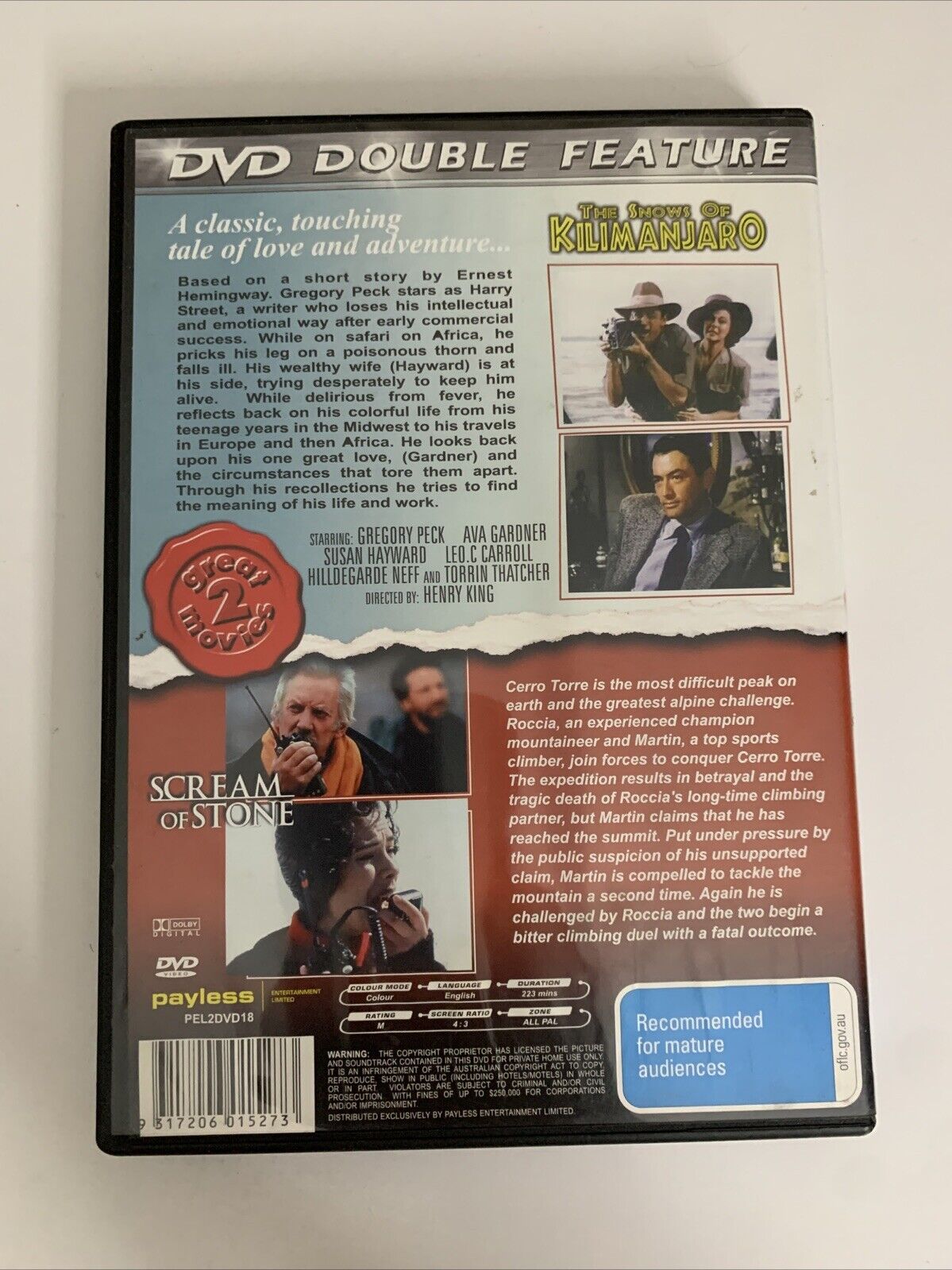 The Snows Of Kilimanjaro / Scream of Stone (DVD) Gregory Peck All Regions