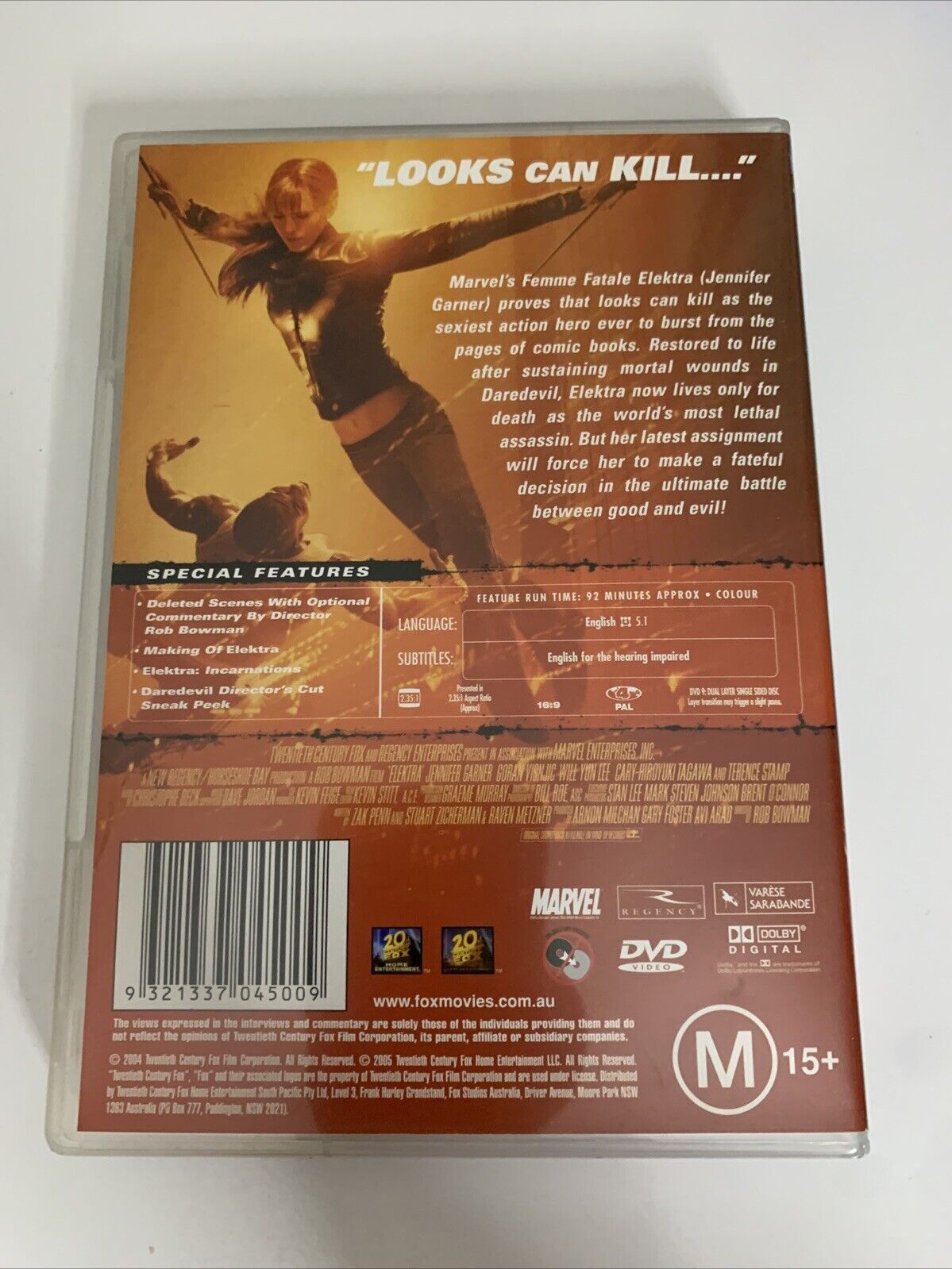Elektra (DVD, 2005) Terence Stamp, Kirsten Prout, Jennifer Garner  Region 4