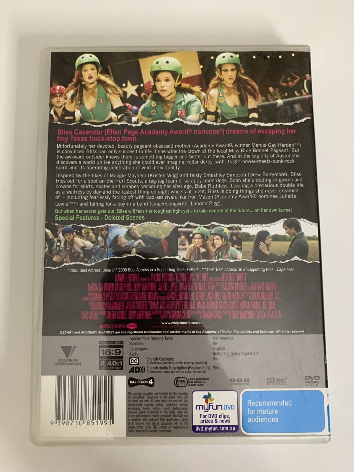 Whip It (DVD, 2009) Ellen Page, Drew Barrymore  Region 4