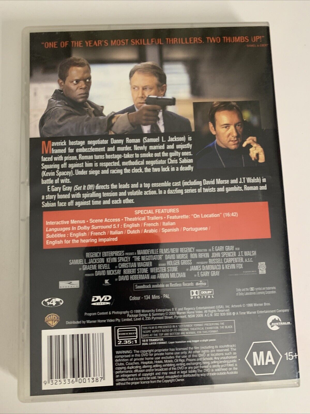The Negotiator (DVD, 1998) Kevin Spacey, Samuel L. Jackson  Region 4