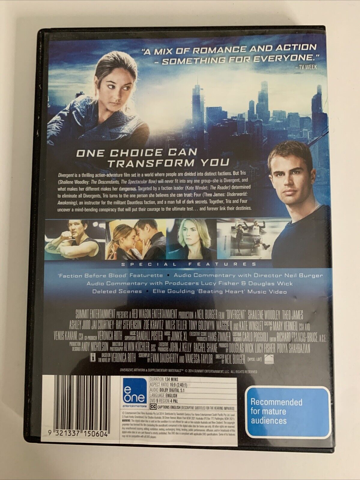 Divergent (DVD, 2014) Kate Winslet, Shailene Woodley Region 4