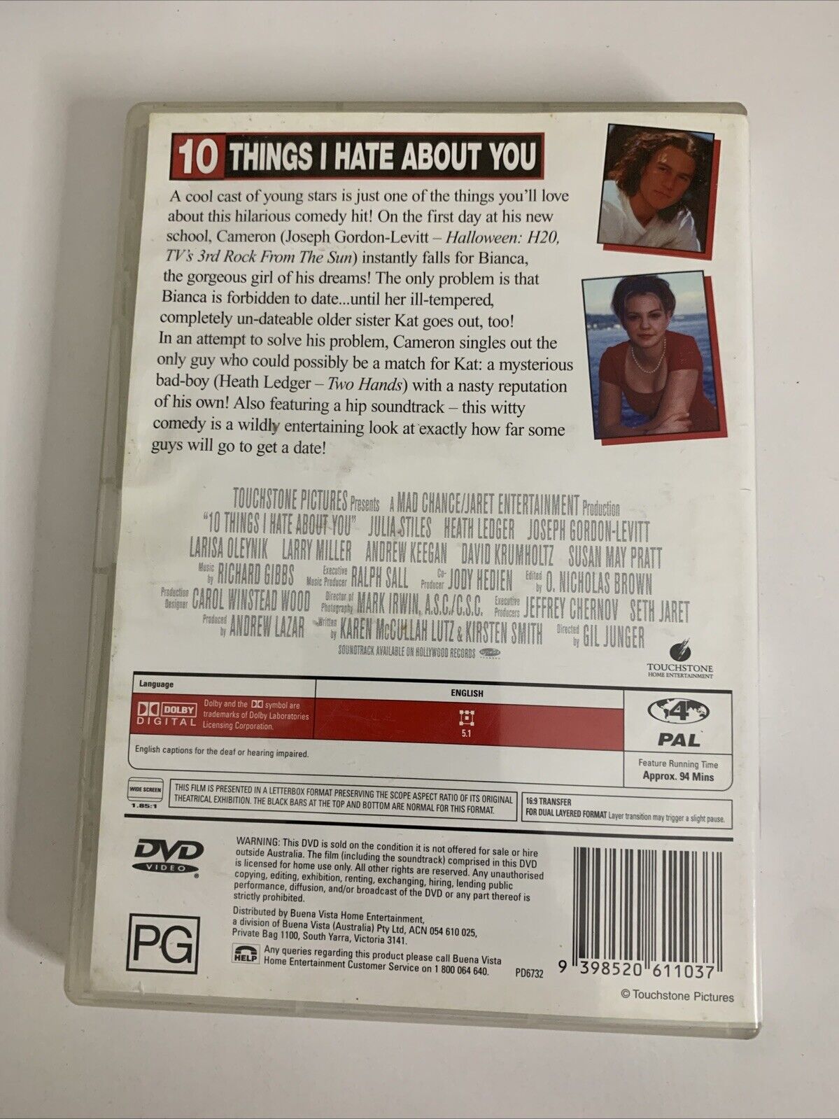 10 Things I Hate About You (DVD, 1999) Julia Stiles, Heath Ledger Region 4