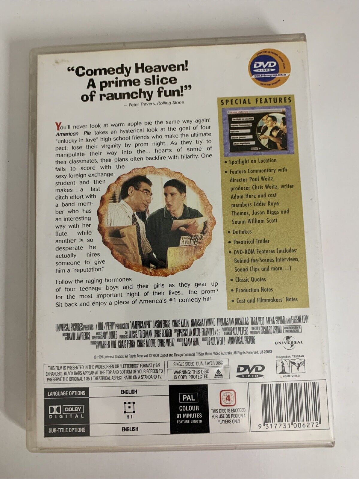 American Pie Collector's Edition (DVD, 1999) Region 4