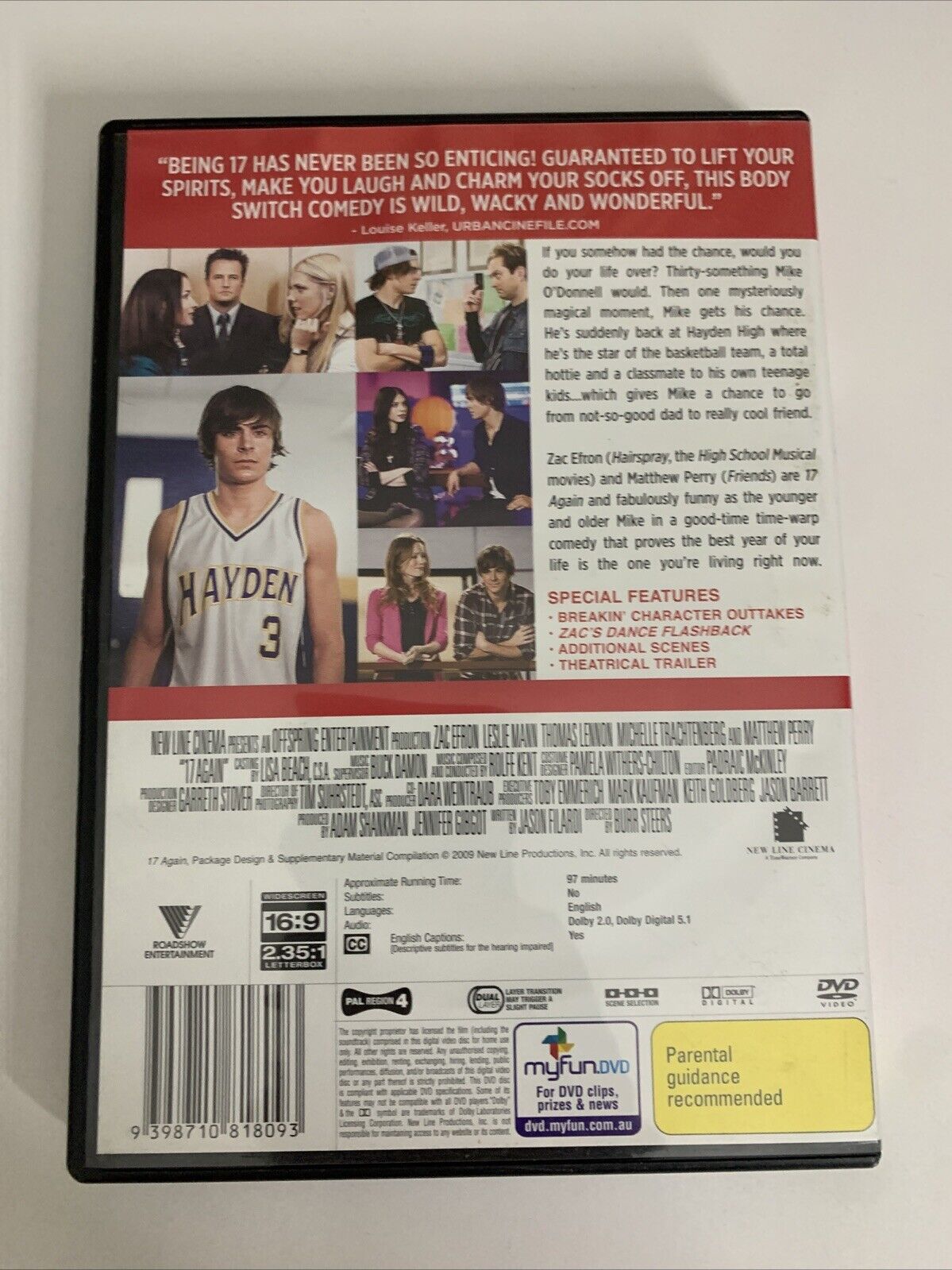 17 Again (DVD, 2009) Zac Efron Region 4