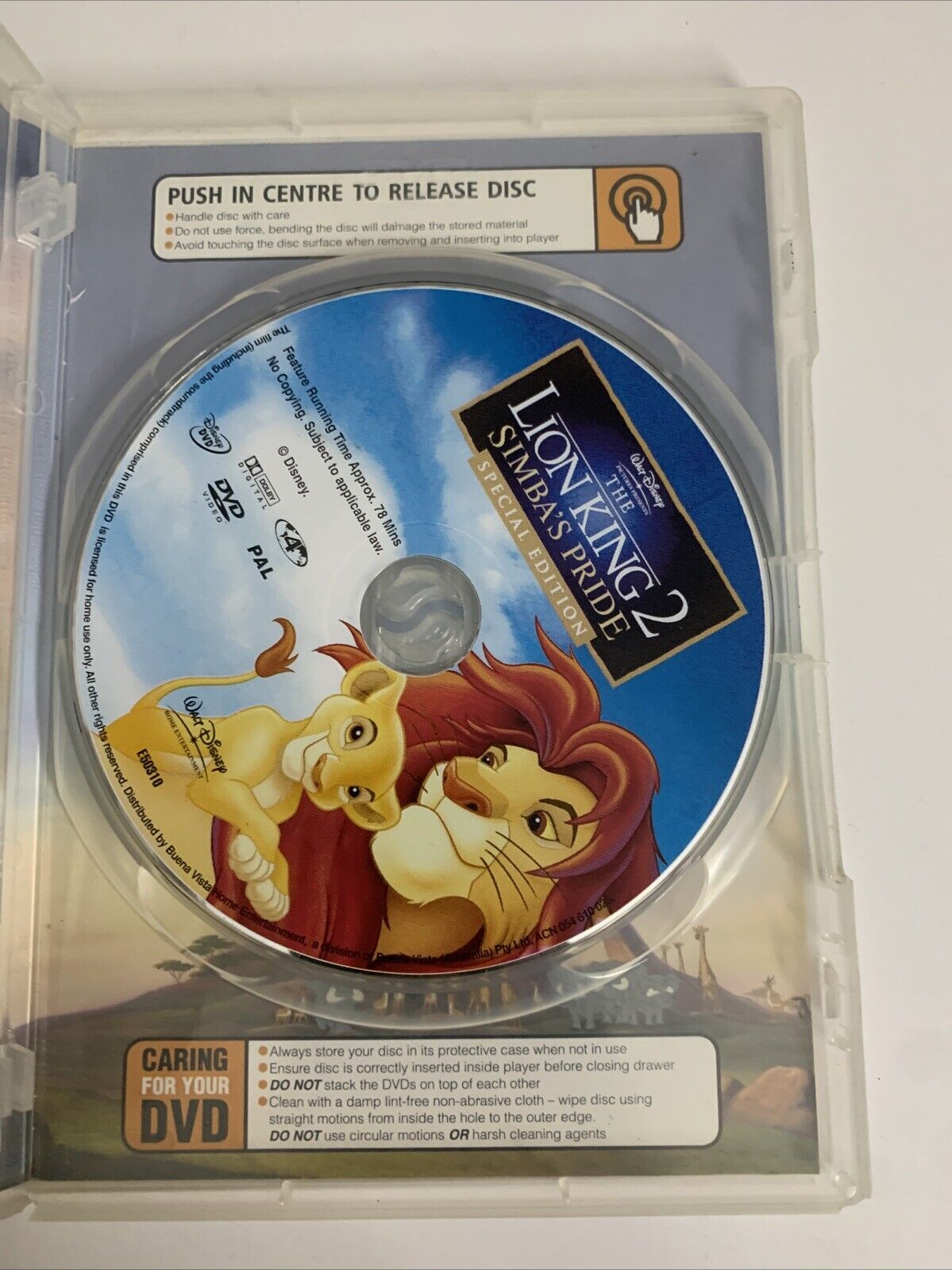 The Lion King 2 Simba's Pride (DVD, 1998) Disney Animated Film Region 4