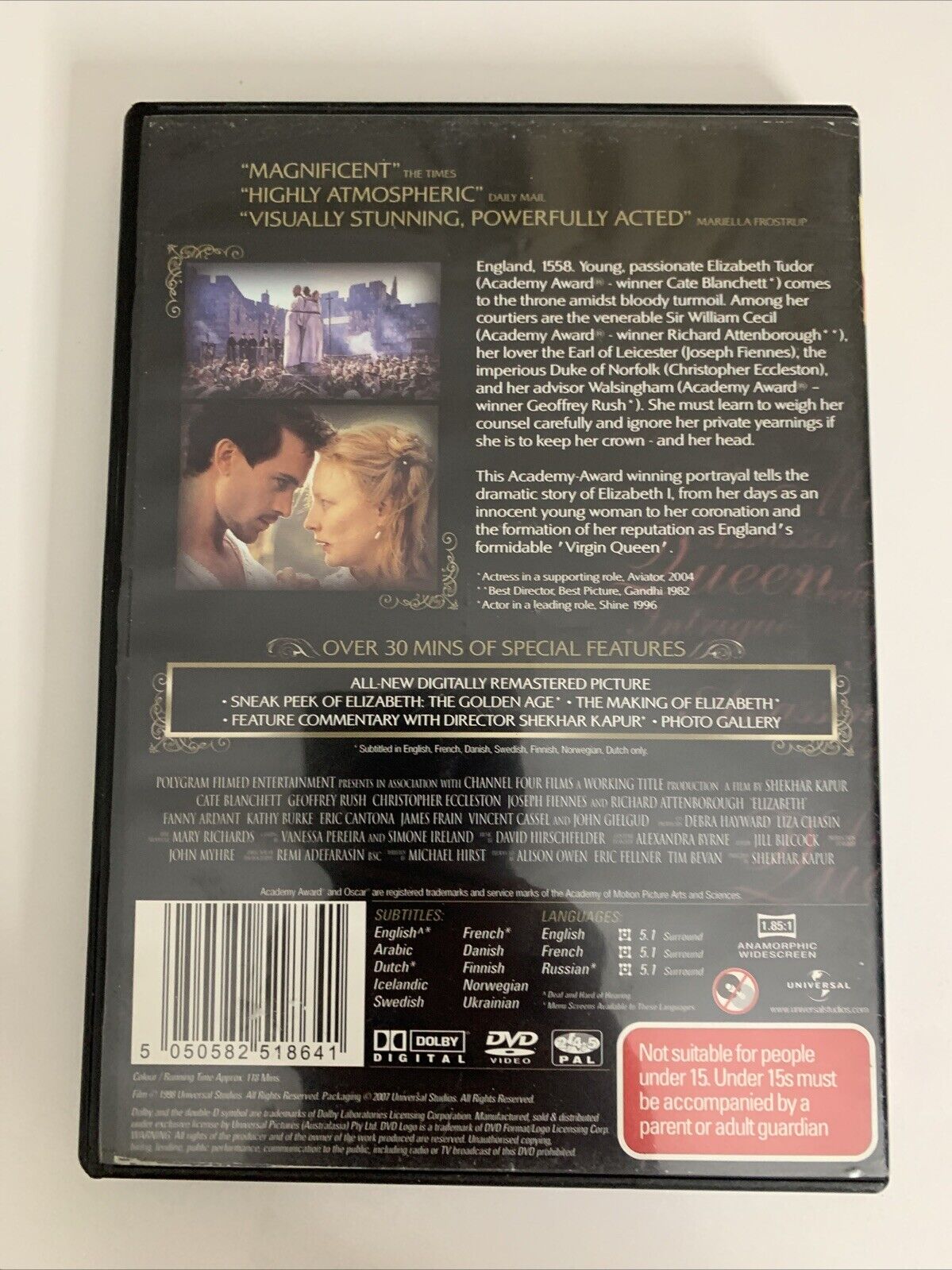 Elizabeth (Special Edition, DVD, 1998) Cate Blanchett Region 4