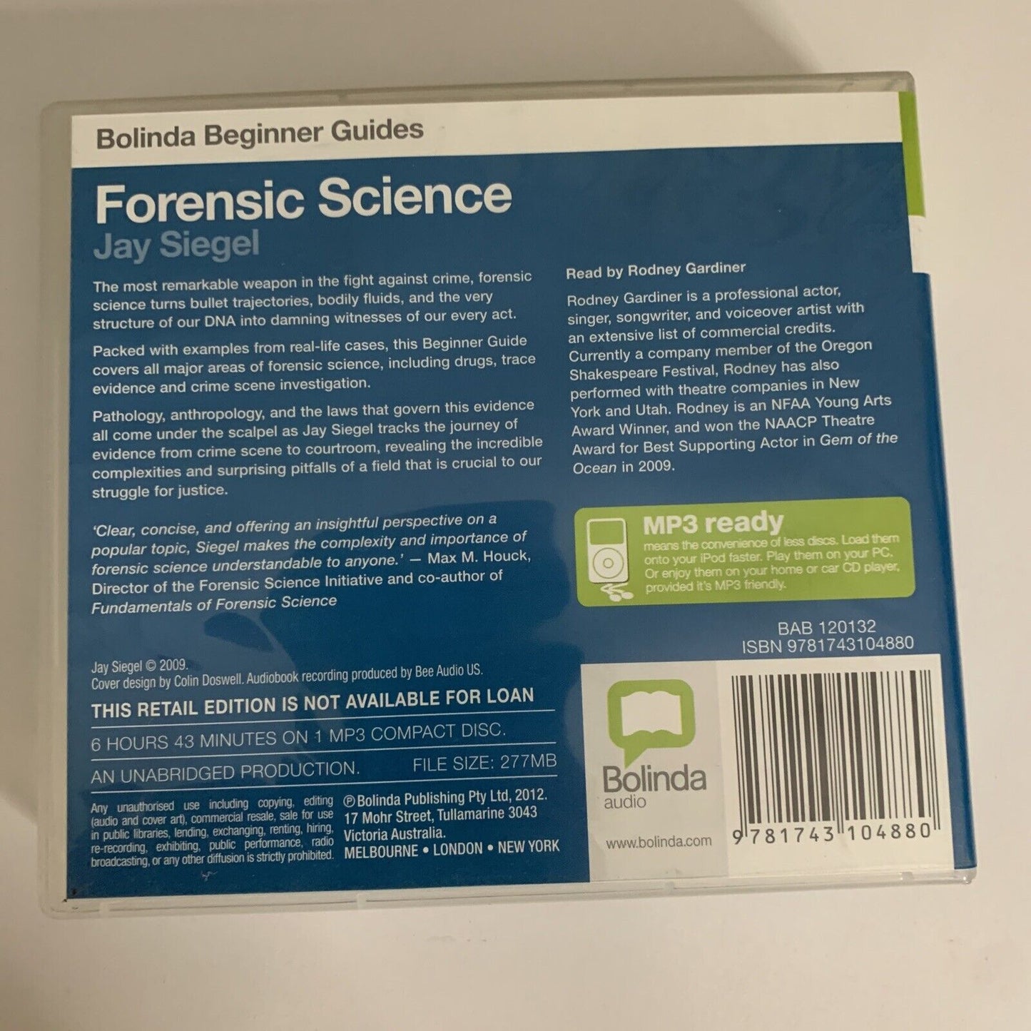 Forensic Science by Jay Siegel (Audiobook MP3 CD, 2012)