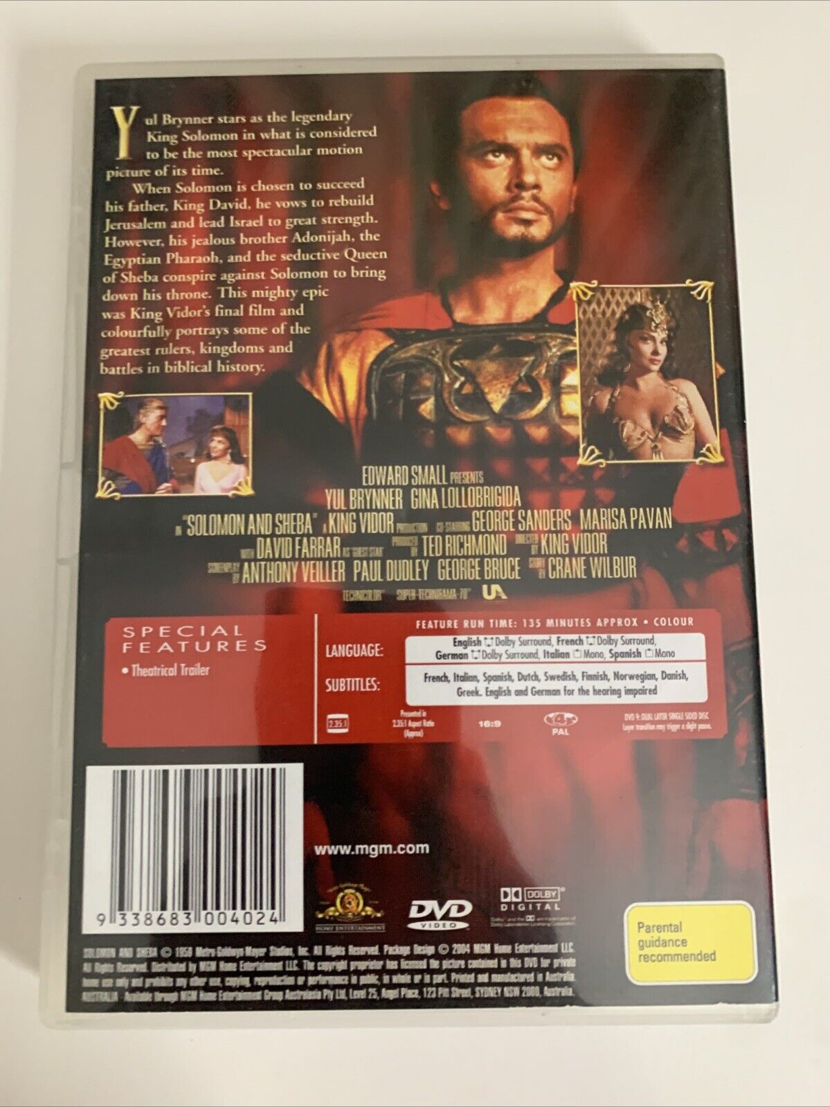 Solomon and Sheba (DVD, 1959) Yul Brynner, Gina Lollobrigida  Region 4