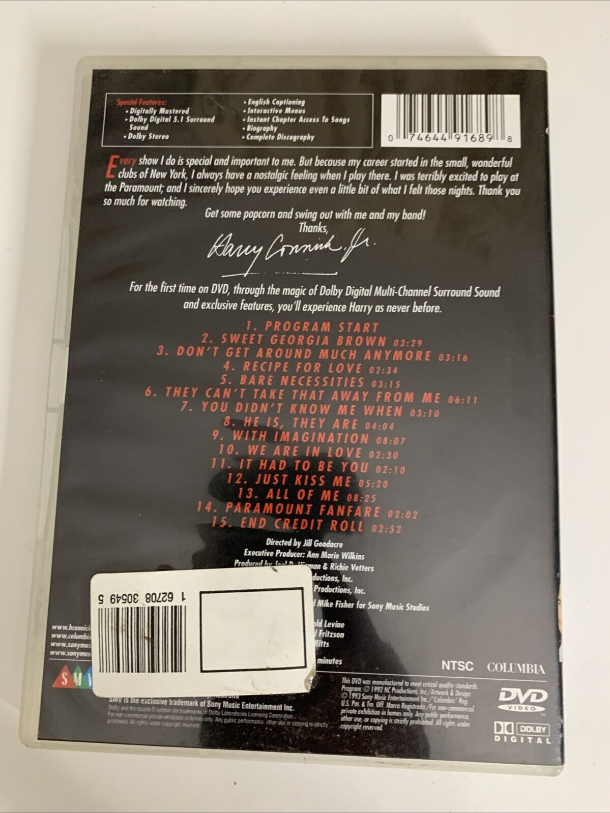 New York Big Band Concert by Harry Connick, Jr. (DVD, 1999) All Regions