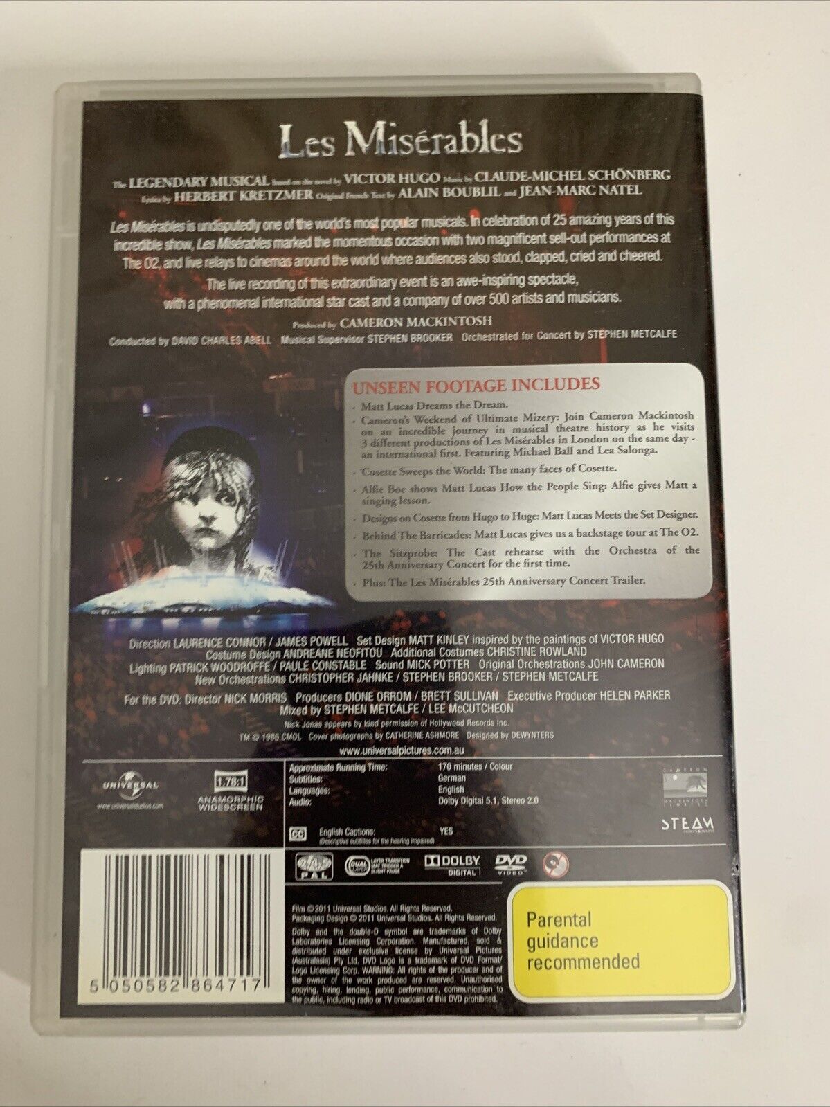 Les Miserables 25th Anniversary Special Edition (DVD, 2011) Region 4 &2