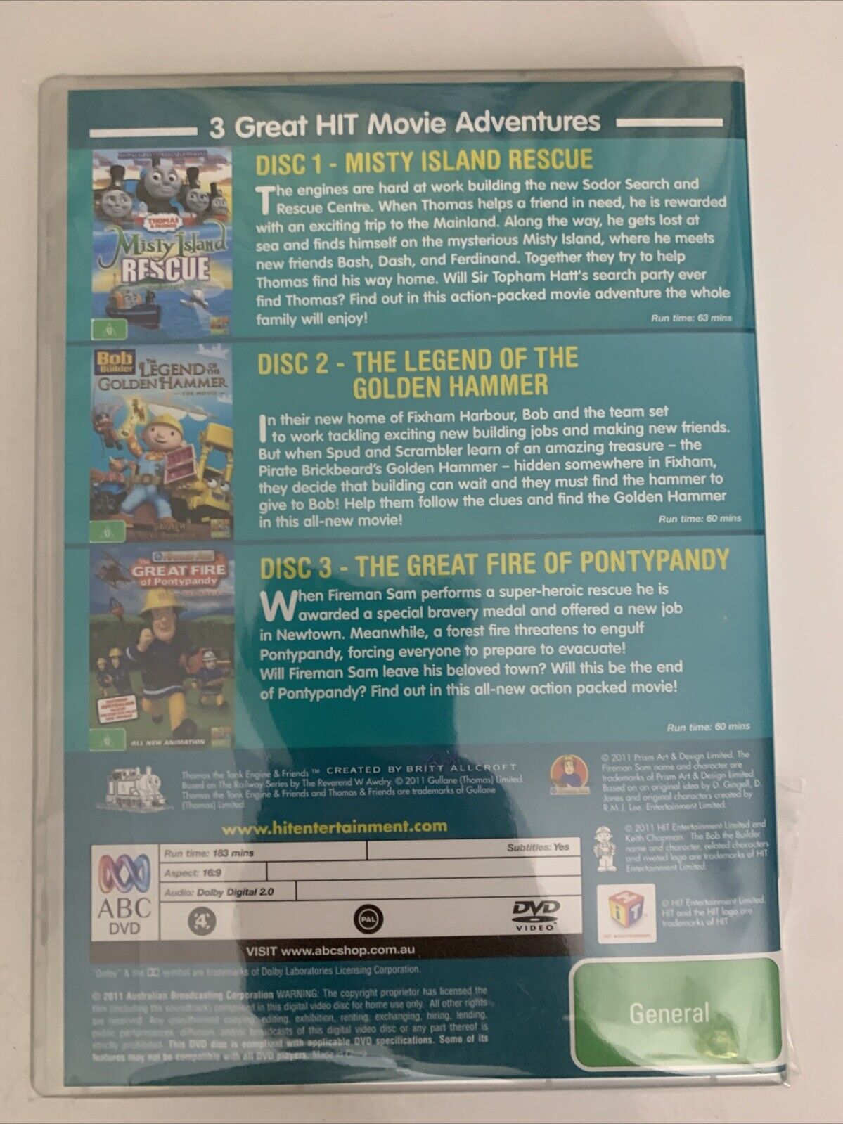 Thomas Tank Misty Island Rescue / Bob Builder Legend Golden Hammer / Fireman DVD