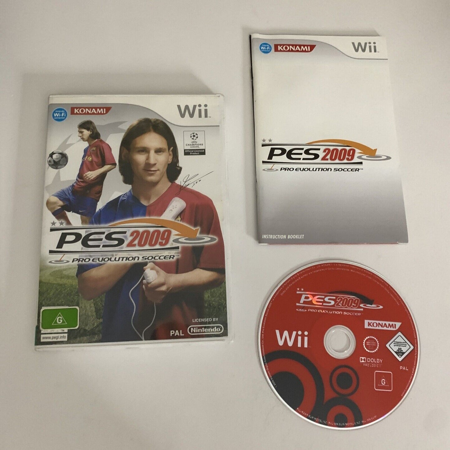 PES Pro Evolution Soccer 2009 Nintendo Wii PAL Messi Football Game Complete