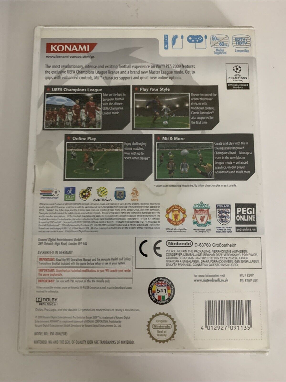 PES Pro Evolution Soccer 2009 Nintendo Wii PAL Messi Football Game Complete