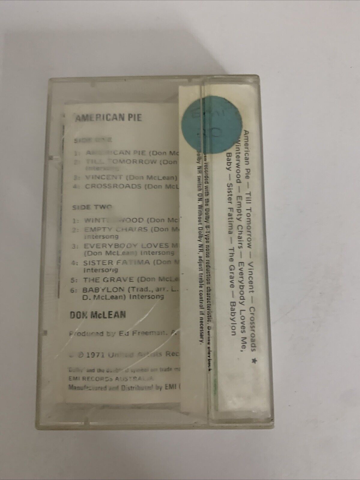 American Pie by Don McLean 1980 Music Cassette Album TC-UAC-5003