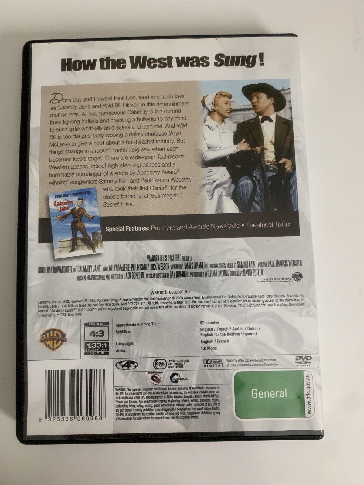 Calamity Jane (DVD, 1953) Doris Day, Howard Keel Region 4