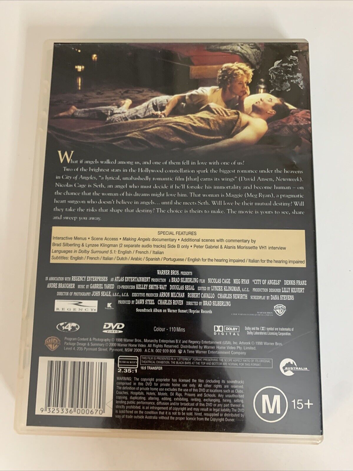City of Angels (DVD, 1998) Meg Ryan, Nicolas Cage  Region 4