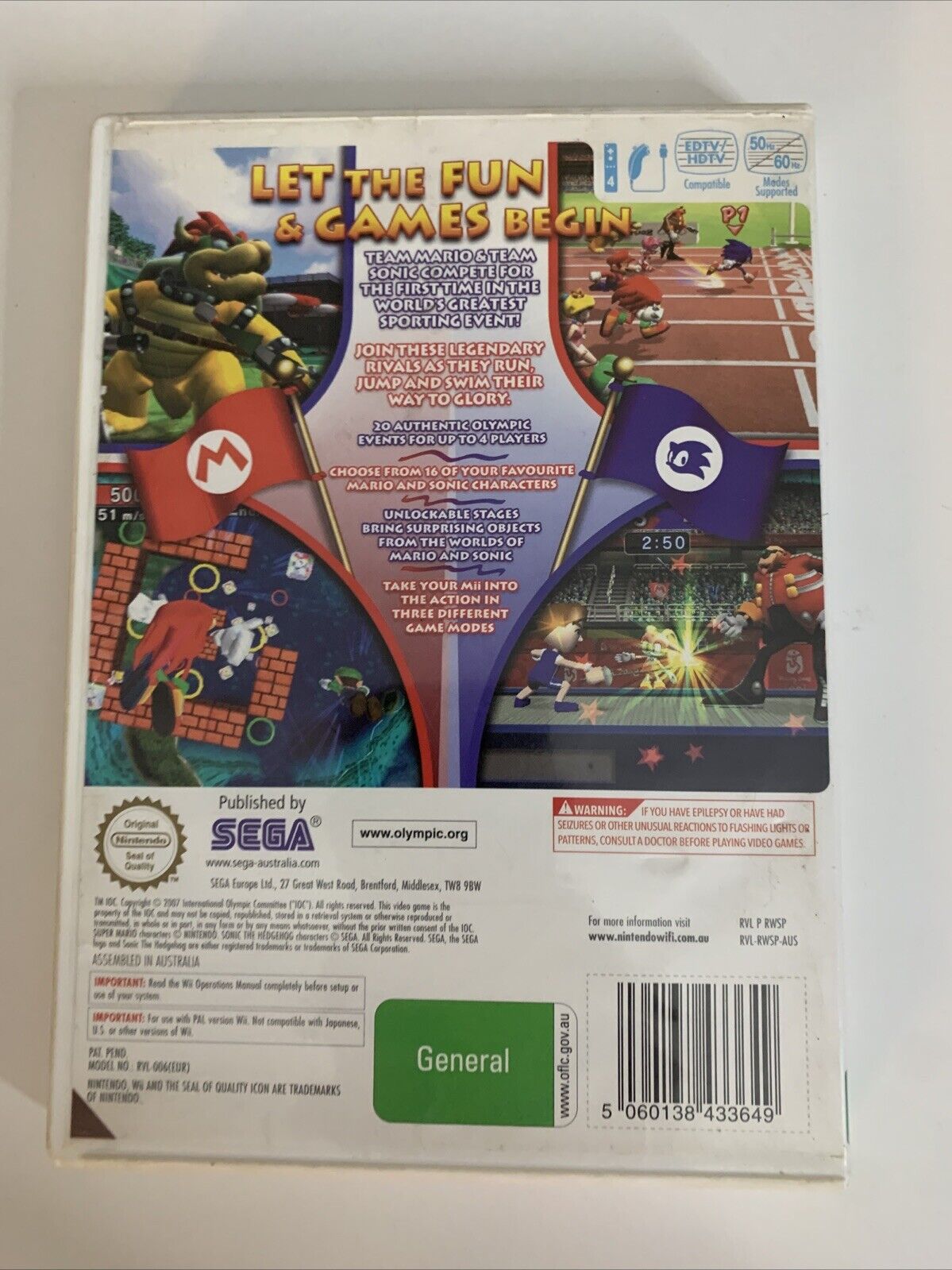 Mario & Sonic at The Olympic Games Beijing 2008  Nintendo Wii PAL Game Complete