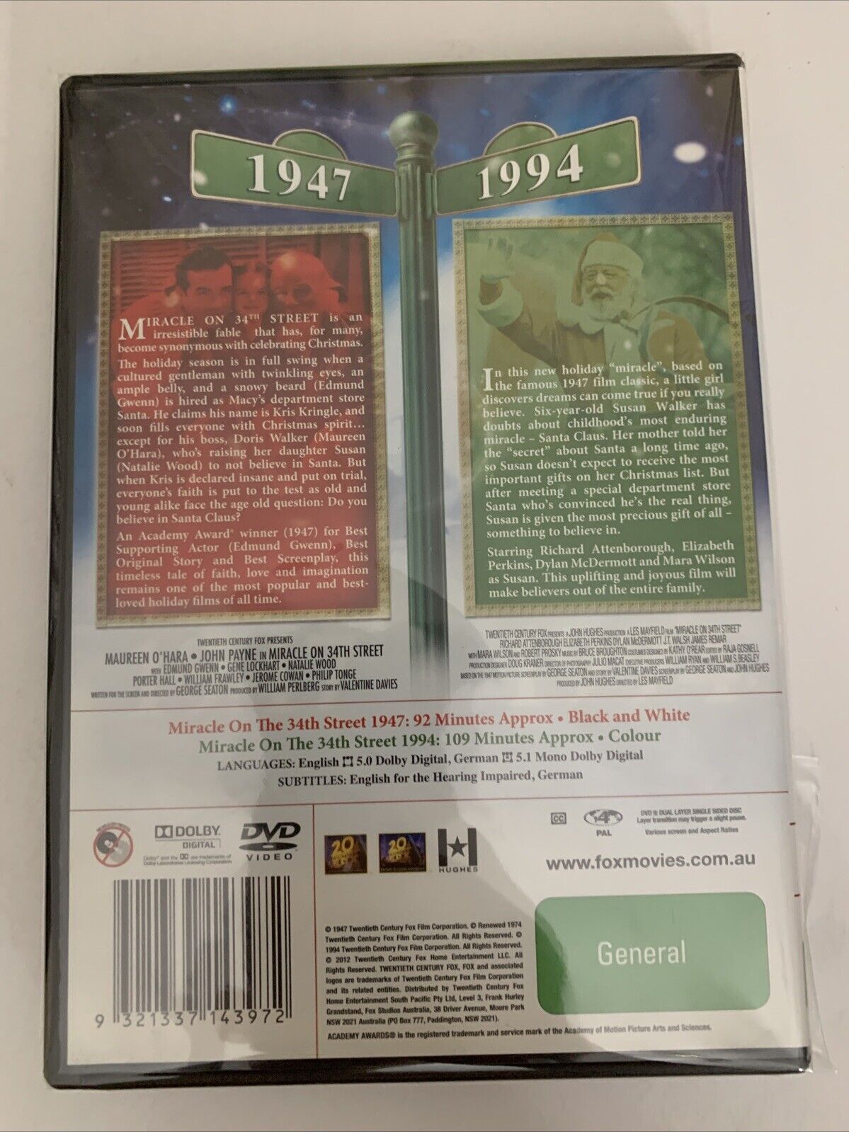 Miracle On 34th Street Double Movie (DVD, 1947 + 1994) Region 4 NEW