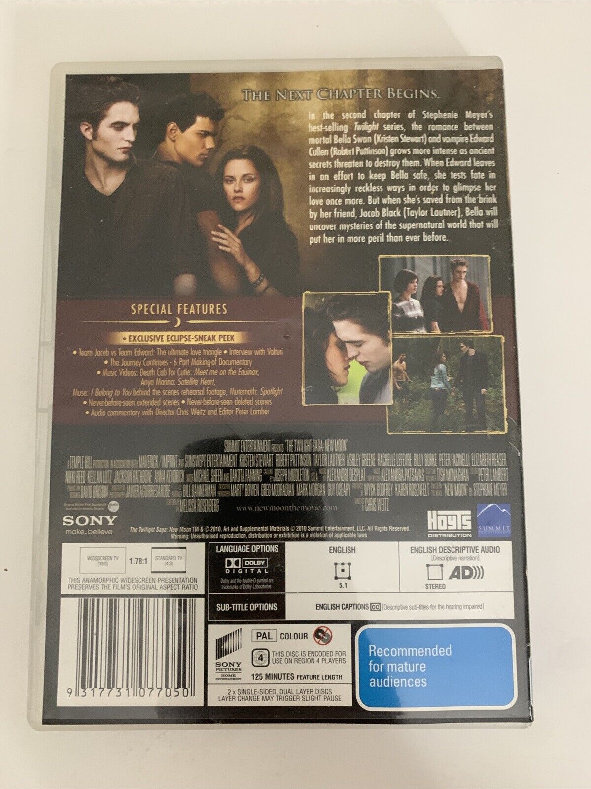 The Twilight Saga New Moon (Special Edition, DVD, 2009, 2-Disc) Region 4