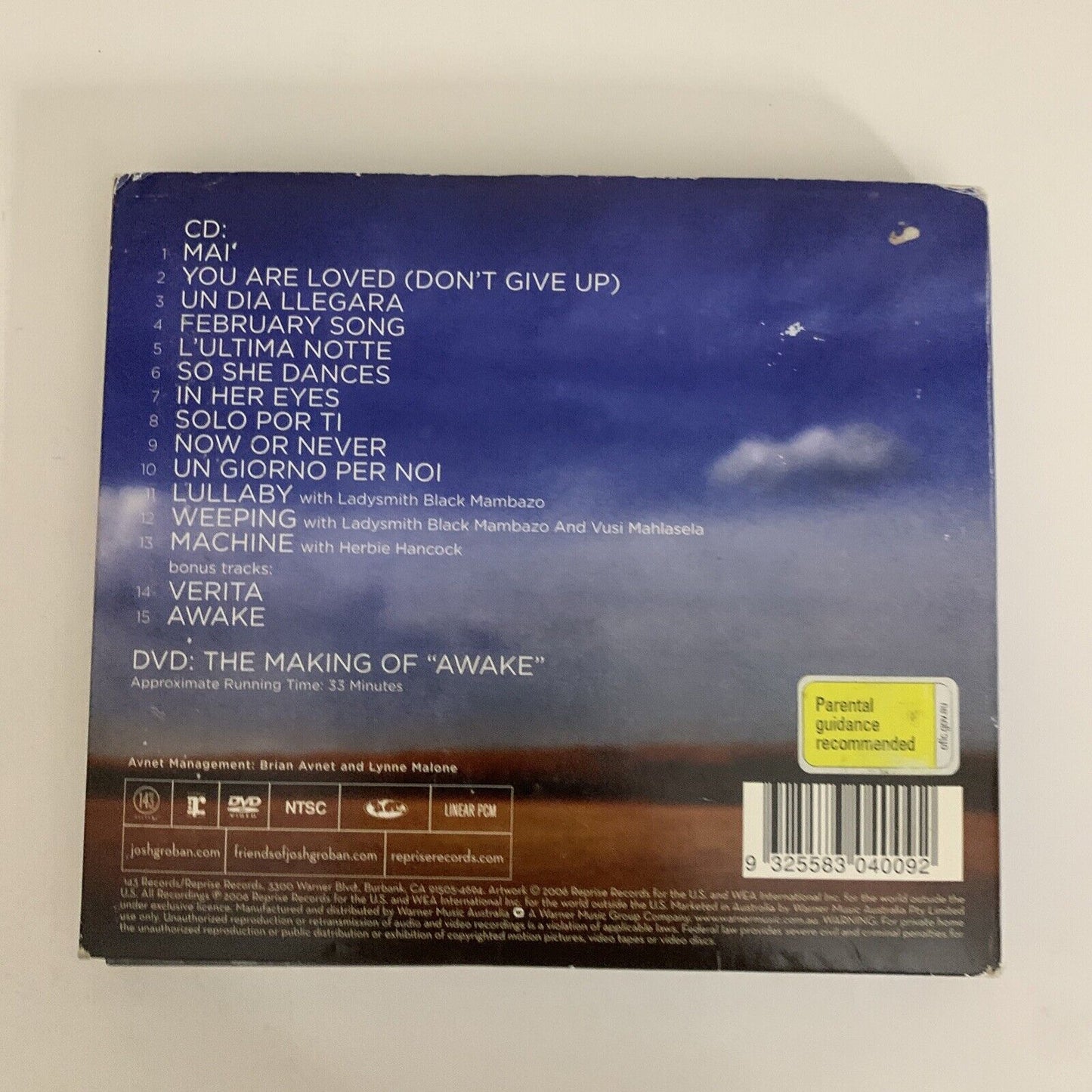 Awake by Josh Groban Special Edition (CD + DVD, 2006) Album Digipak