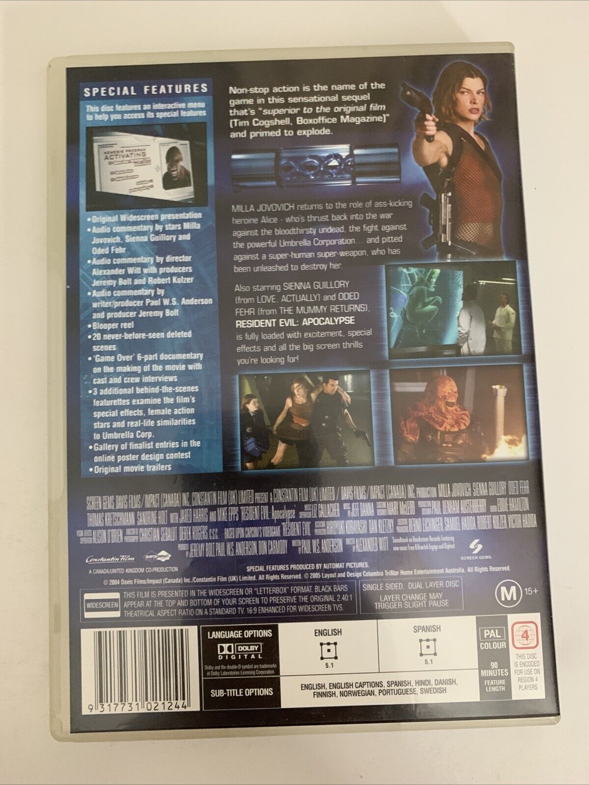 Resident Evil Apocalypse (DVD, 2004) Milla Jovovich  Region 4