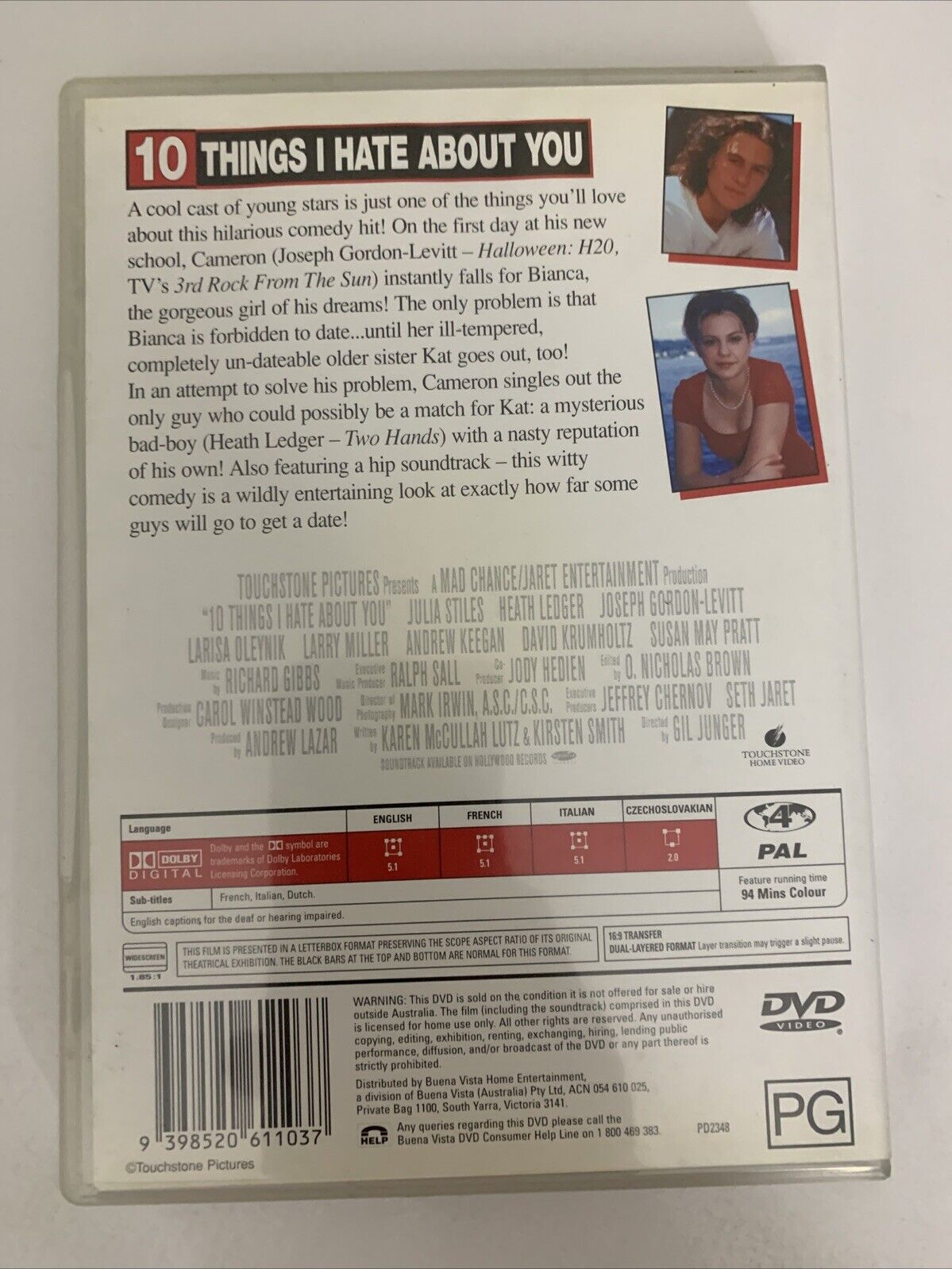 10 Things I Hate About You (DVD, 1999) Julia Stiles, Heath Ledger  Region 4