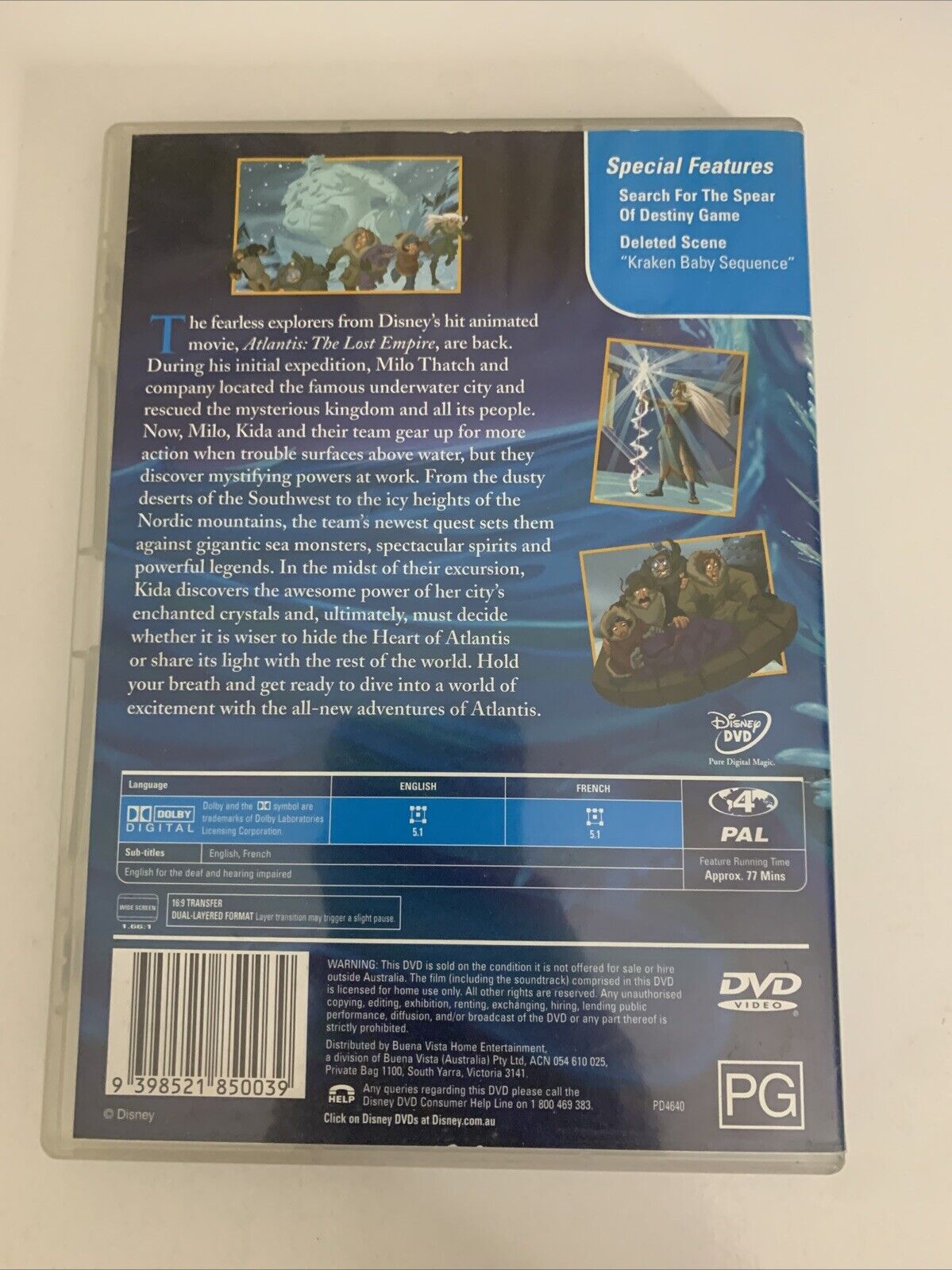 Atlantis : Milo's Return (DVD, 2002) Disney Animated Film Region 4