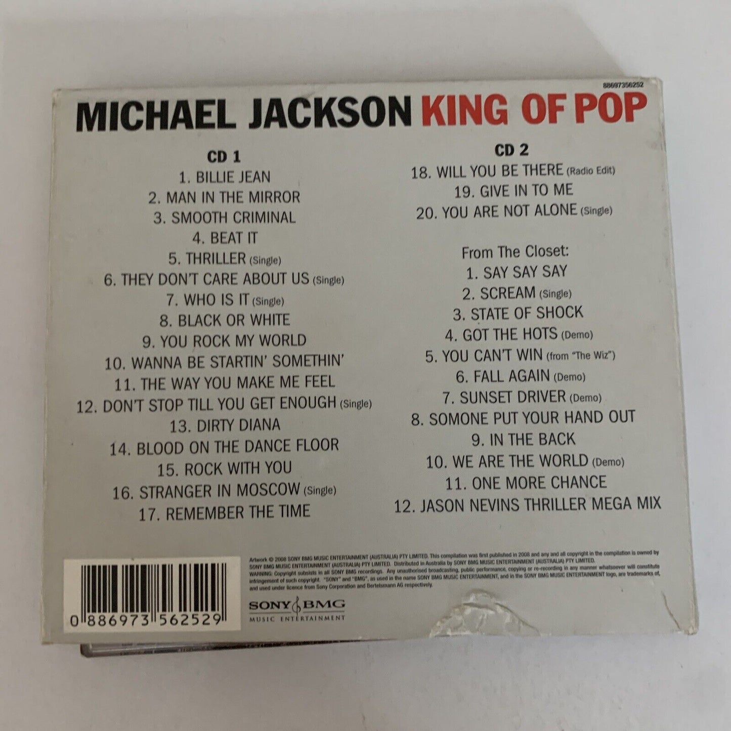 Michael Jackson – King Of Pop Australian 50th Anniversary Ed. (CD, 2008) 2-Disc