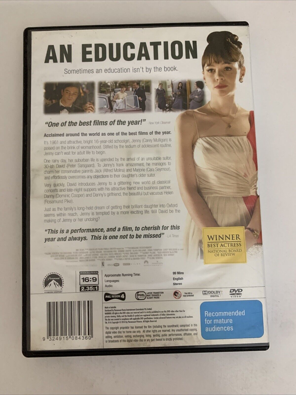 An Education (DVD, 2009) Carey Mulligan, Emma Thompson, Peter Sarsgaard Region 4