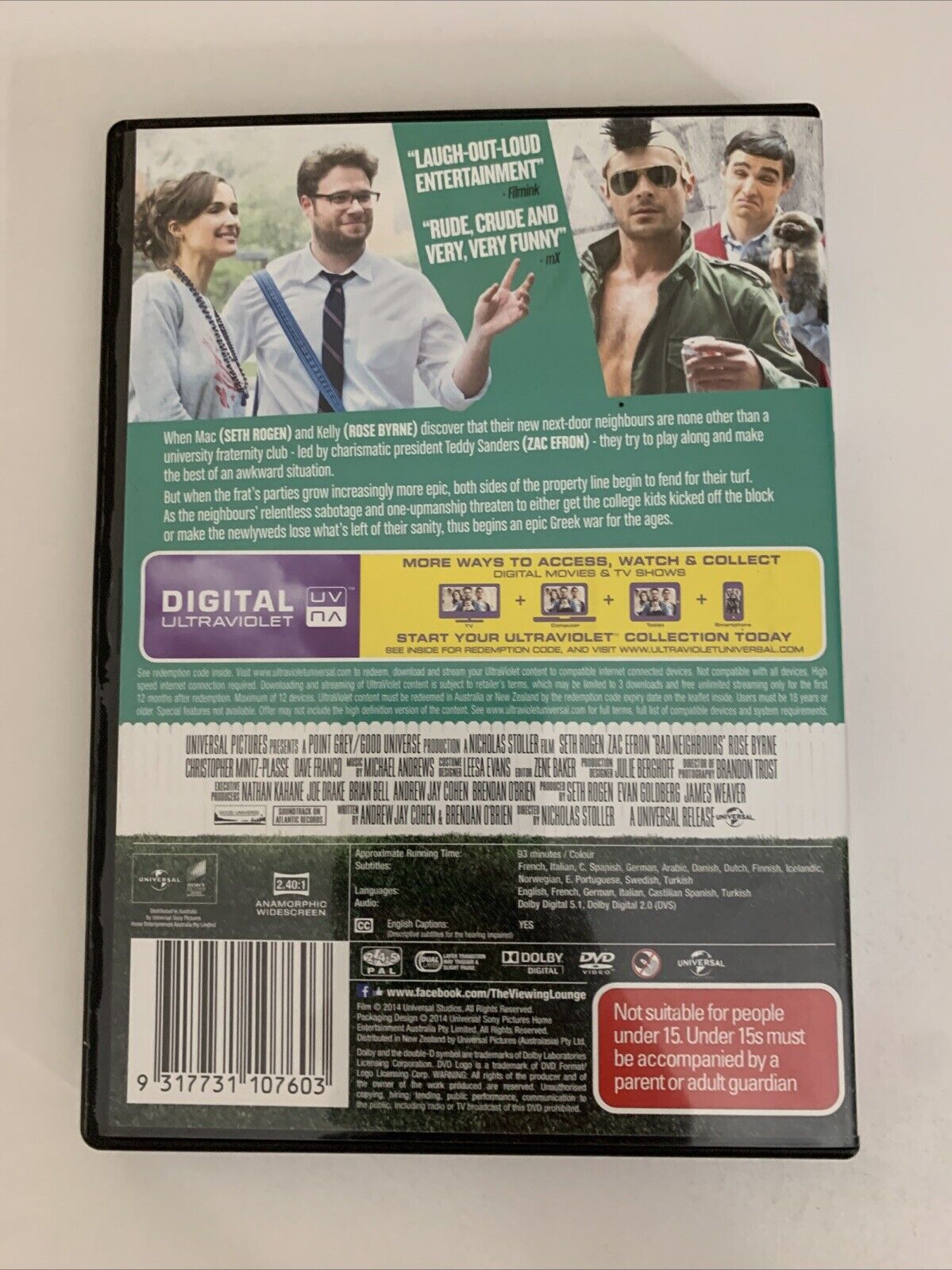 Bad Neighbours (DVD, 2014) Seth Rogen, Zac Efron, Rose Byrne  Region 4 &2