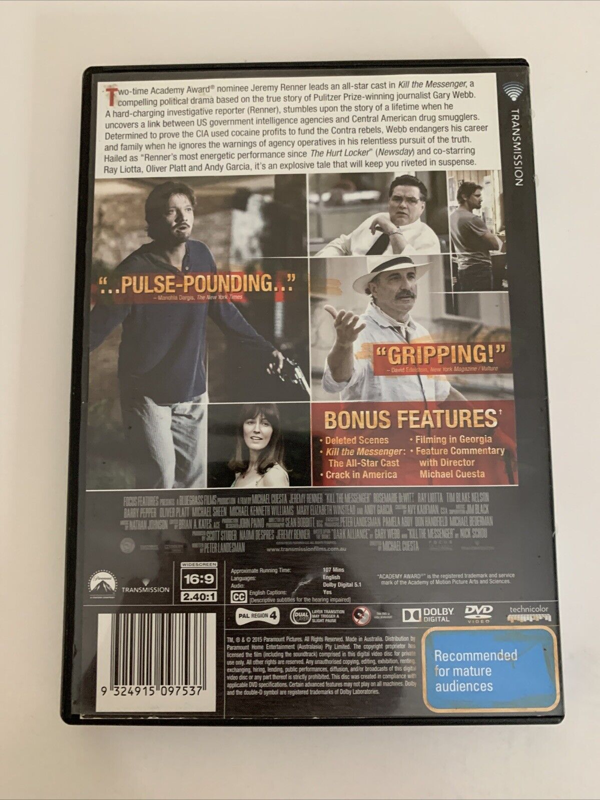 Kill The Messenger (DVD, 2014) Jeremy Renner, Ray Liotta  Region 4